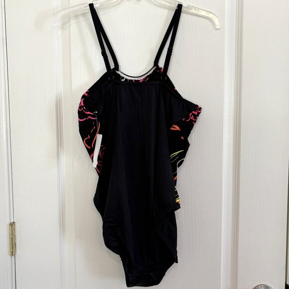 Magicsuit by Miraclesuit Jill Neon Nature Swimsuit 1-PC Black Multi Size 14 NEW - Picture 6 of 10